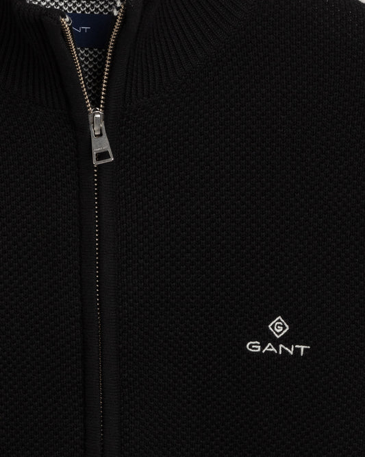 Bawełniany sweter rozpinany męski z zamkiem regular fit czarny