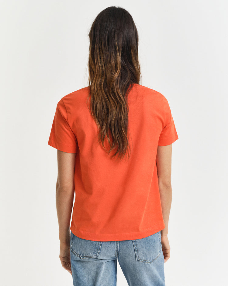 Koszulka damska z dekoltem V z krótkim rękawem regular fit