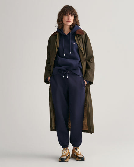 Spodnie dresowe damskie z nadrukiem relaxed fit granatowe