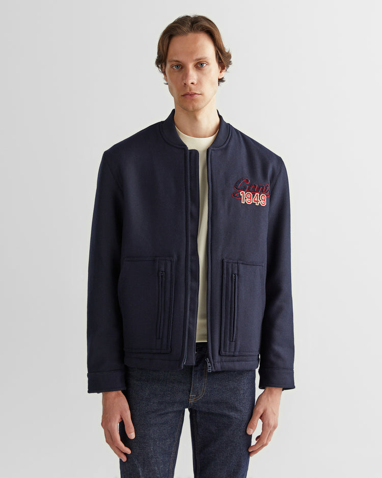 Kurtka męska z nadrukiem ze stójką z długim rękawem oversize fit