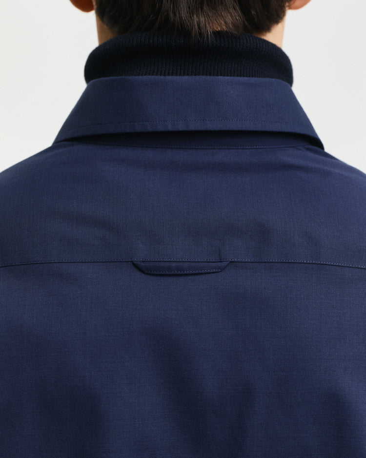 Bawełniana koszula męska z długim rękawem slim fit granatowa