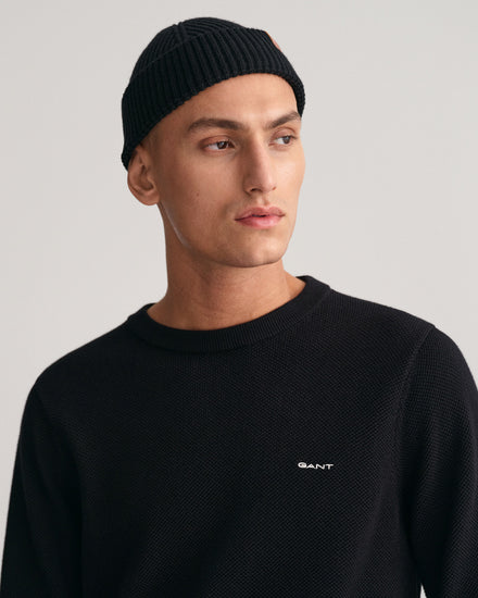 Sweter męski z okrągłym dekoltem regular fit czarny