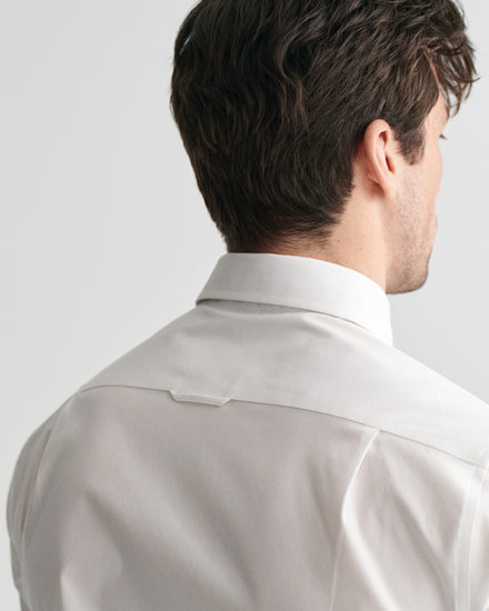 Bawełniana koszula męska z długim rękawem slim fit biała