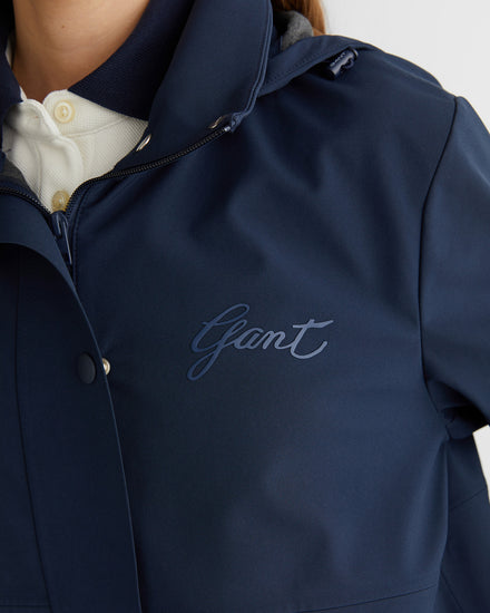 Kurtka damska z nadrukiem z kapturem granatowa