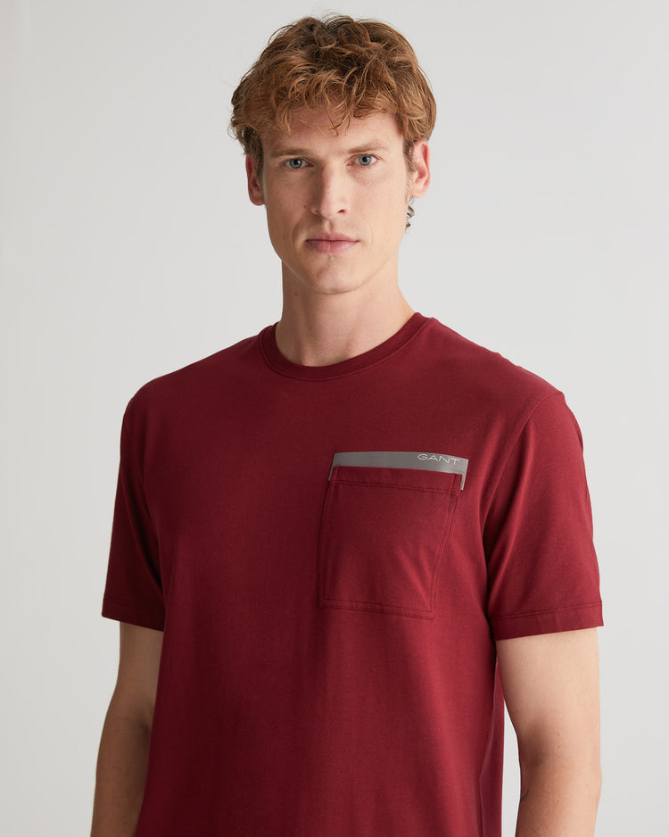 T-shirt męski z nadrukiem z okrągłym kołnierzykiem regular fit czerwony