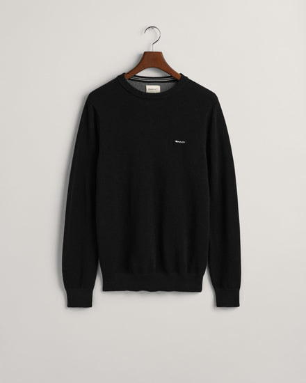 Sweter męski z okrągłym dekoltem regular fit czarny