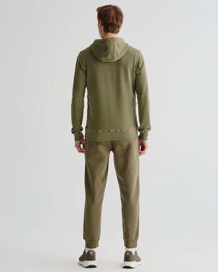 Bawełniana bluza męska z kapturem z nadrukiem regular fit zielona