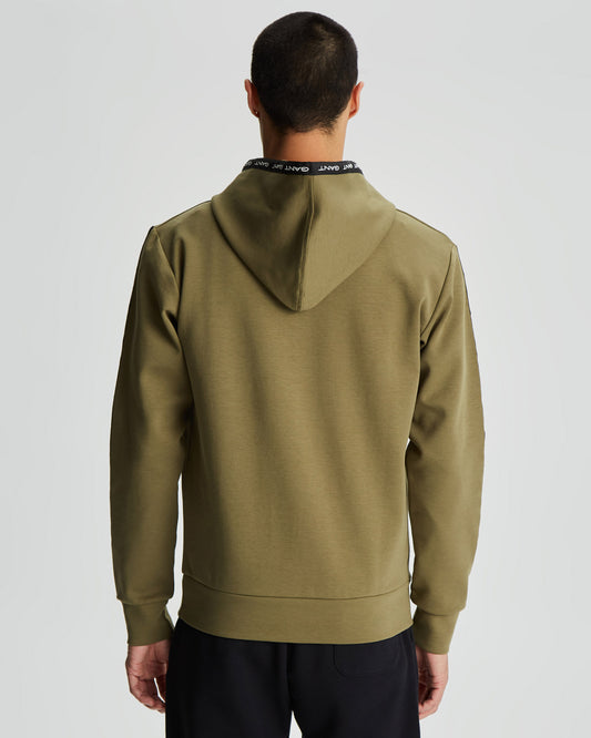 Bawełniana bluza męska z nadrukiem z kapturem regular fit zielona