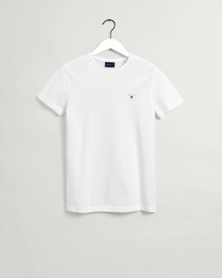 Męski biały regular fit okrągły dekolt T-shirt