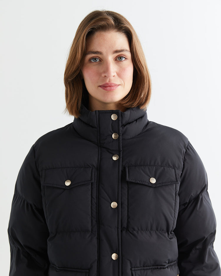 Kurtka damska ze stójką z długim rękawem regular fit czarna