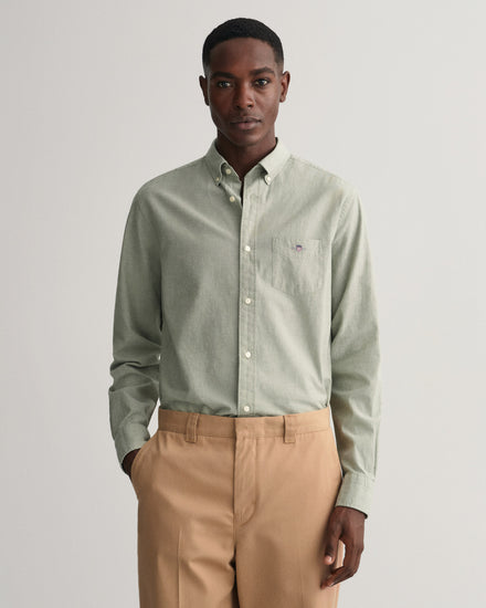 Koszula męska z długim rękawem regular fit zielona