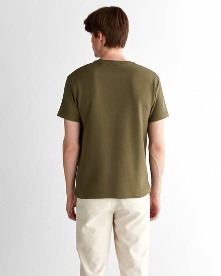 T-shirt męski okrągły kołnierzyk regular fit zielony