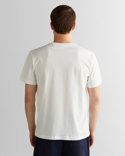 T-shirt męski z nadrukiem regular fit kremowy