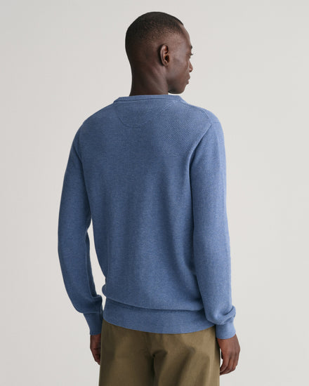 Sweter męski z okrągłym dekoltem regular fit niebieski