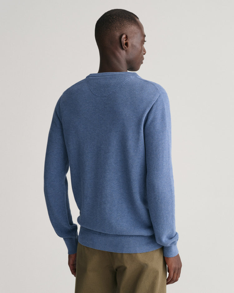 Sweter męski z okrągłym dekoltem regular fit niebieski