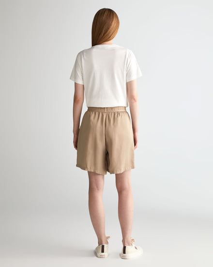 Szorty damskie z nadrukiem regular fit beżowe