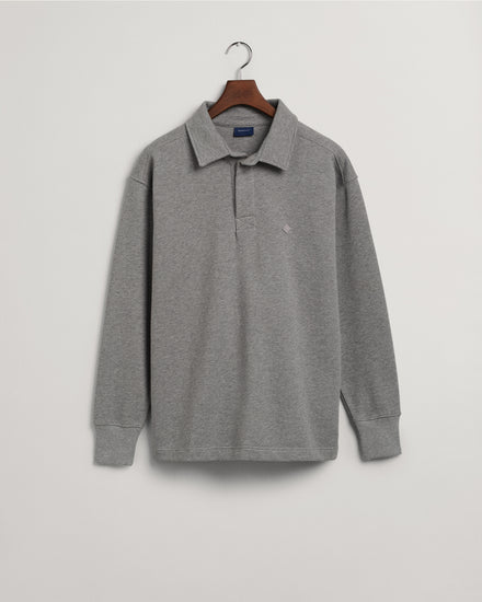 Bawełniana bluza męska z kołnierzykiem polo i długim rękawem relaxed fit