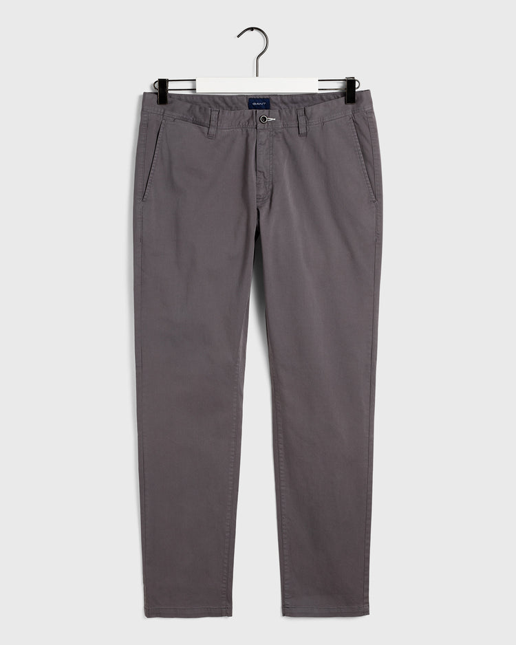 Chinosy męskie satynowe slim grafitowe