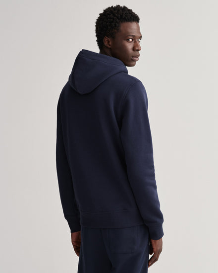 Bluza męska z kapturem z nadrukiem regular fit granatowa