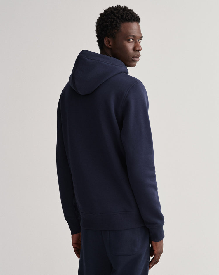 Bluza męska z kapturem z nadrukiem regular fit granatowa