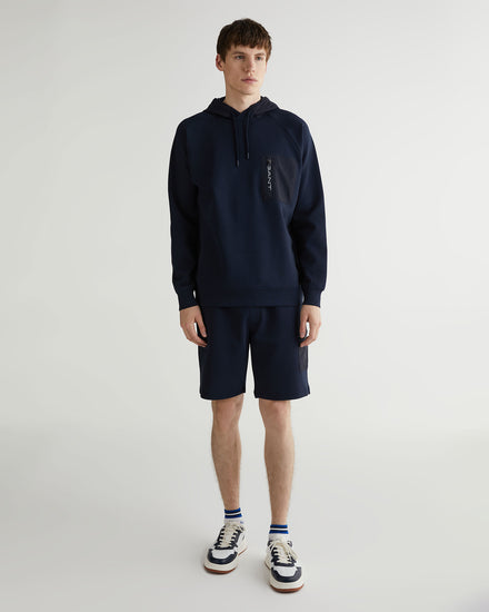 Bluza męska z kapturem z nadrukiem regular fit granatowa