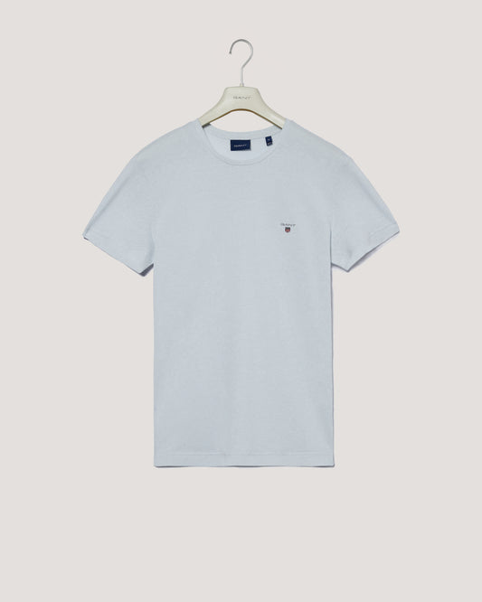 Bawełniana koszulka męska z nadrukiem regular fit niebieska