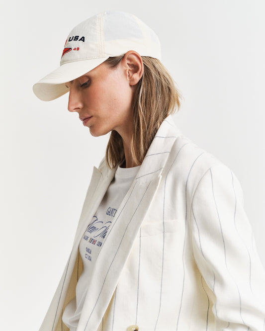 Czapka z daszkiem unisex z nadrukiem kremowa