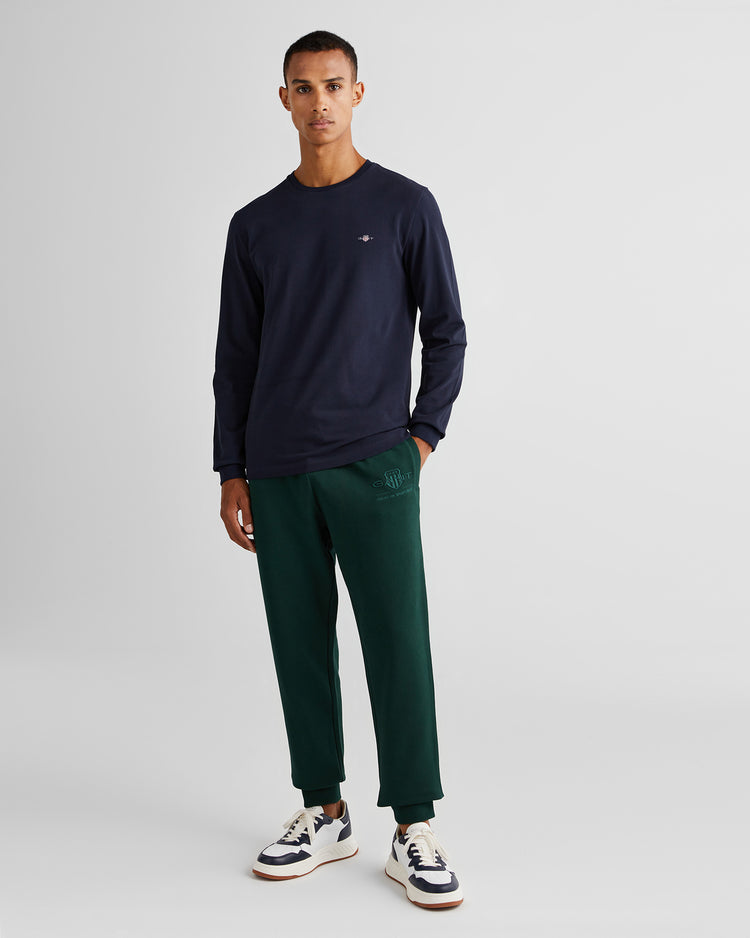 Koszulka męska z długim rękawem i okrągłym dekoltem slim fit