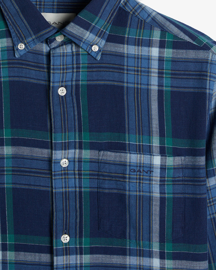 Bawełniana koszula męska w kratkę z długim rękawem regular fit