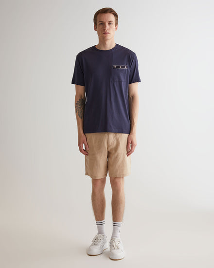 T-shirt męski z okrągłym kołnierzykiem regular fit granatowy