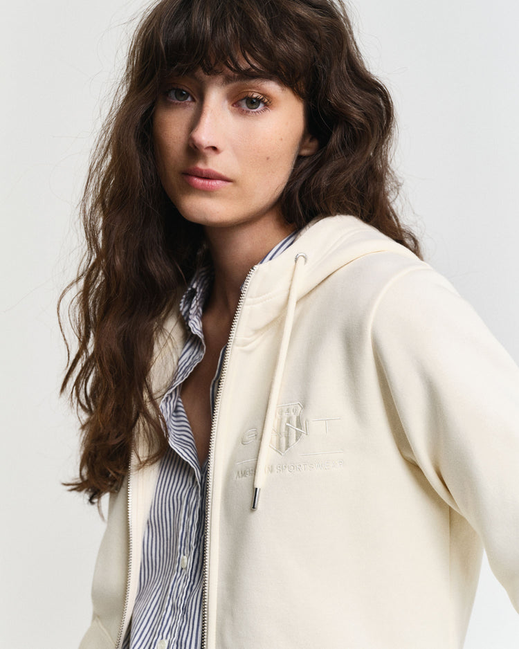 Bluza damska z zamkiem z nadrukiem z długim rękawem regular fit