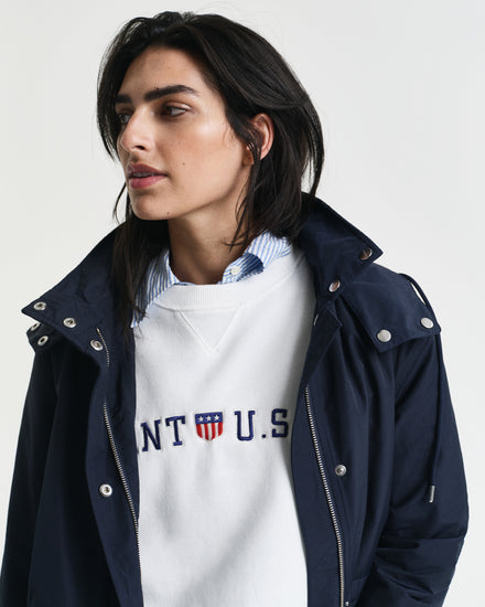 Kurtka damska z kapturem relaxed fit granatowa