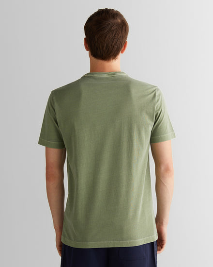 T-shirt męski okrągły kołnierzyk regular fit zielony