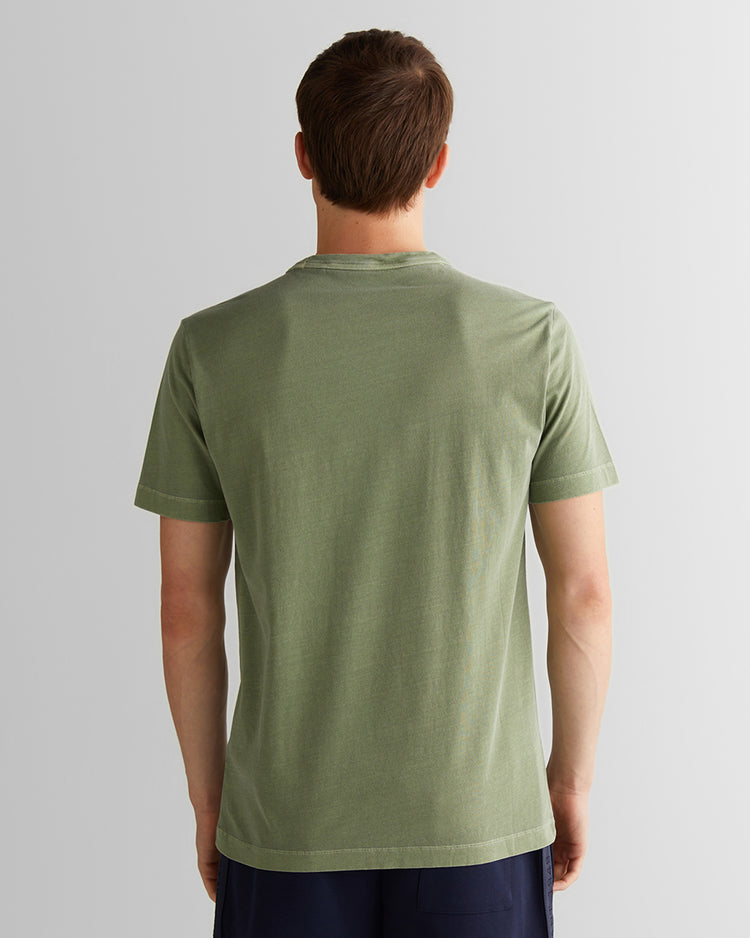 T-shirt męski okrągły kołnierzyk regular fit zielony