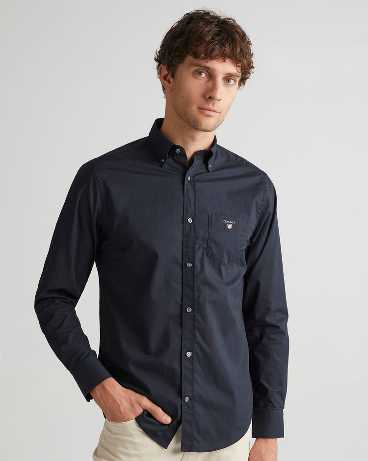 Bawełniana koszula męska z długim rękawem regular fit czarna