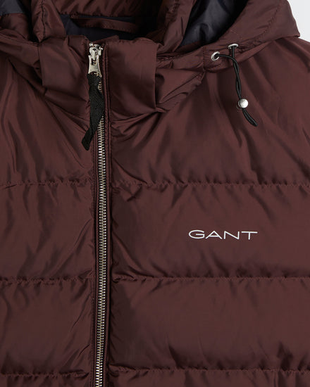 Bezrękawnik męski z kapturem z nadrukiem regular fit bordowy