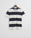 Męski biały bawełniany t-shirt w paski