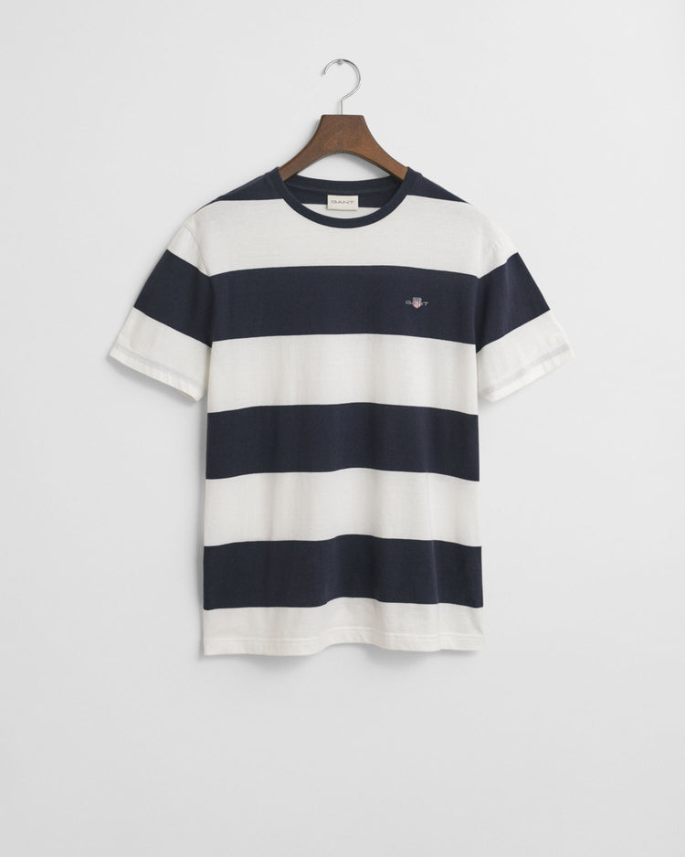 Męski biały bawełniany t-shirt w paski