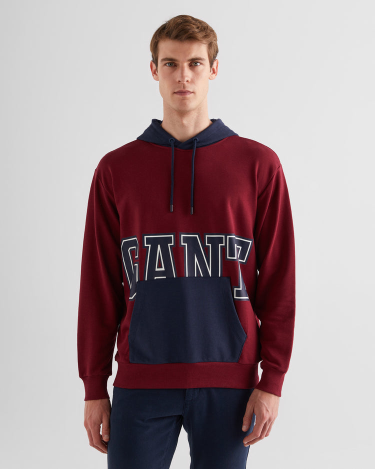 Bawełniana bluza męska z kapturem regular fit czerwona