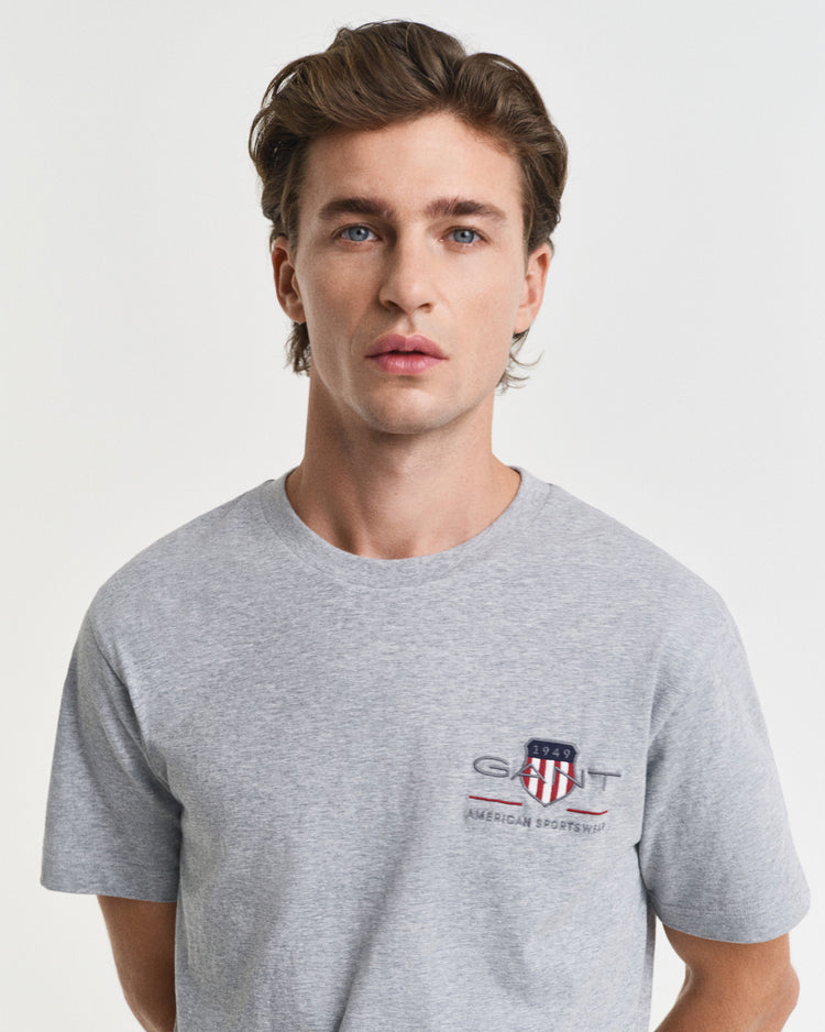 Bawełniany t-shirt męski z okrągłym dekoltem regular fit szary