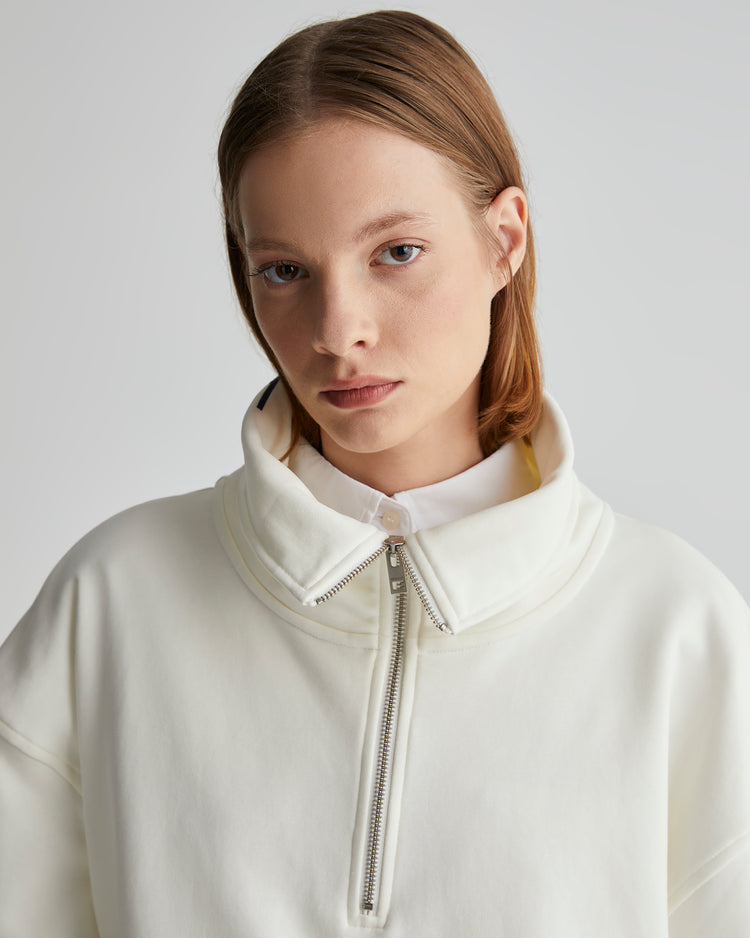 Bawełniana bluza damska z zamkiem do połowy oversize fit