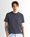 T-shirt męski w paski z okrągłym kołnierzykiem regular fit