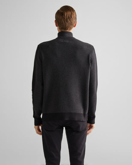 Sweter męski z zamkiem do połowy relaxed fit czarny