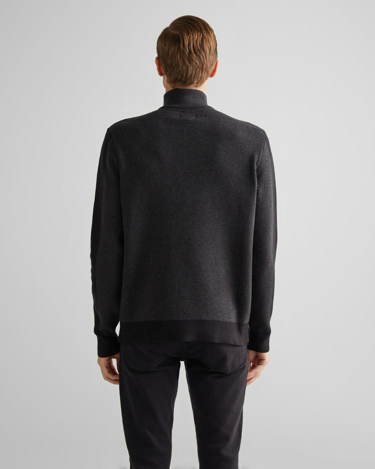Sweter męski z zamkiem do połowy relaxed fit czarny