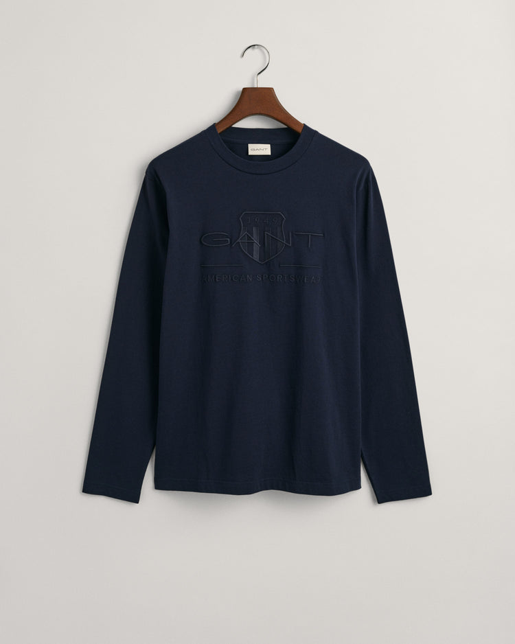 Bawełniana koszulka męska okrągły kołnierzyk długi rękaw regular fit