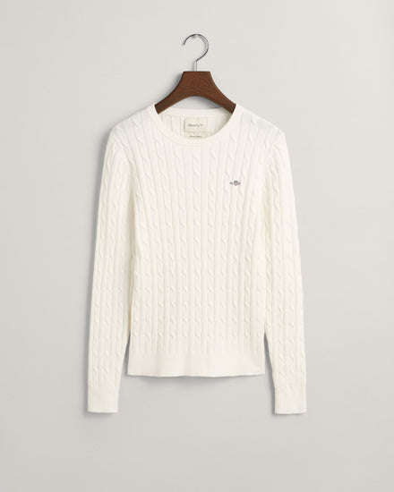 Sweter damski z okrągłym dekoltem slim fit biały