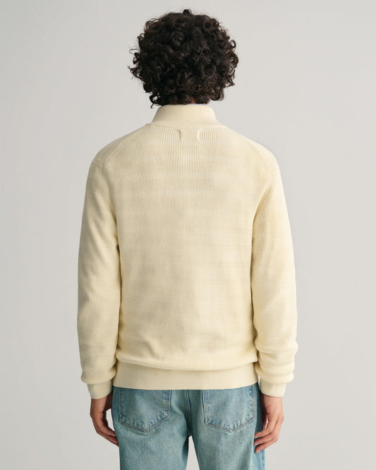 Bawełniany sweter rozpinany męski z nadrukiem i zamkiem regular fit