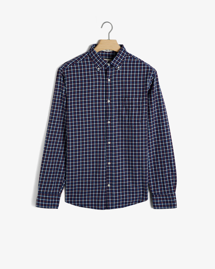 Bawełniana koszula męska w kratkę z długim rękawem regular fit