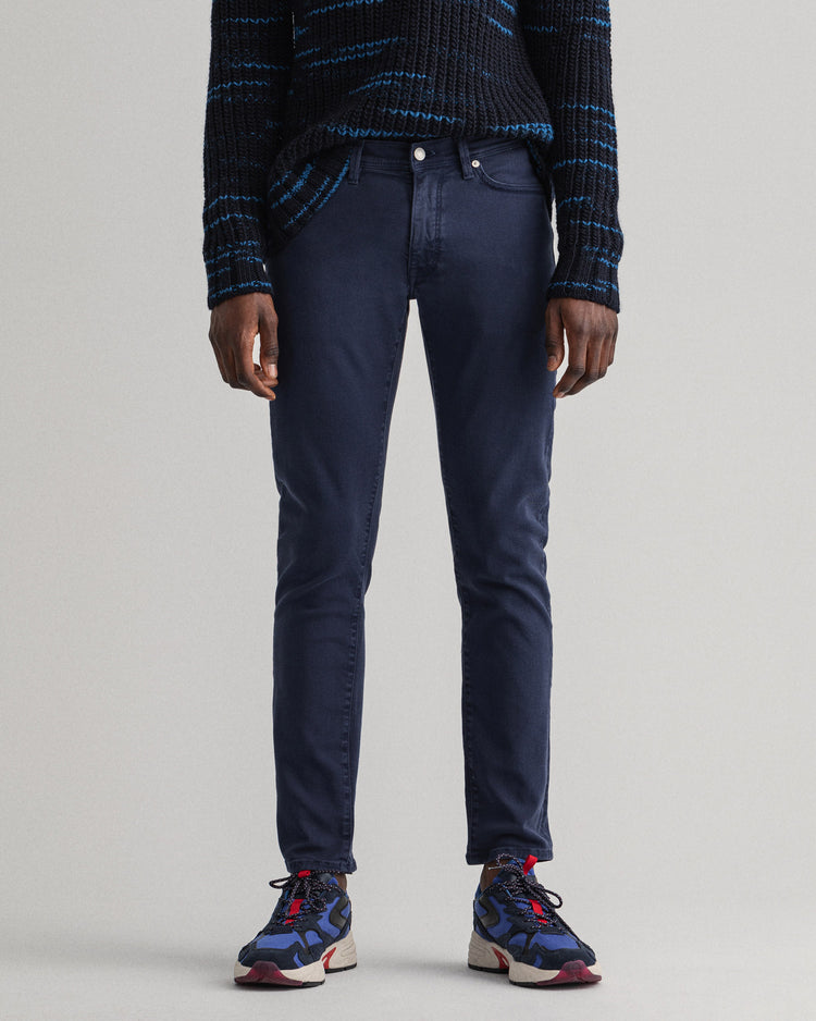 Spodnie jeansowe męskie extra slim fit granatowe