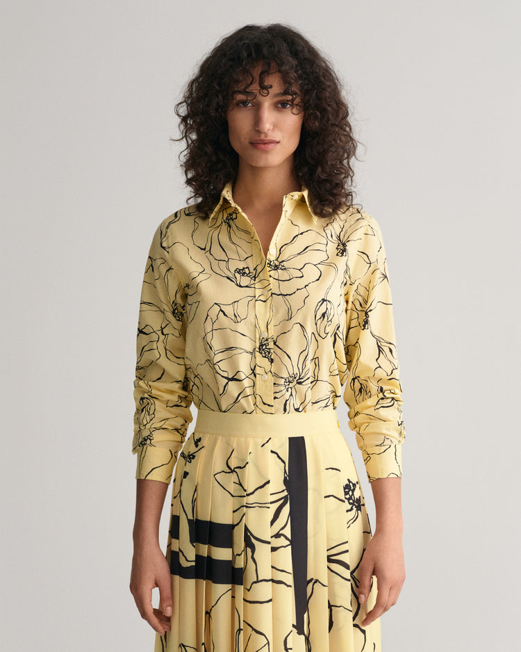 Bawełniana koszula damska z długim rękawem żółta